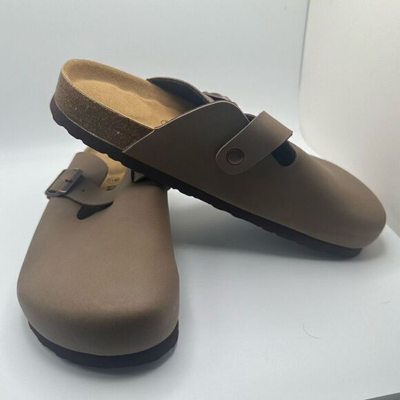 CUSHIONAIRE Women's Cork Footbed Clog with Genuine Leather Upper 11 BROWN NEW - Picture 6 of 7